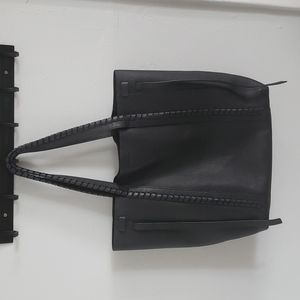 All Saints Black Leather Tote Bag